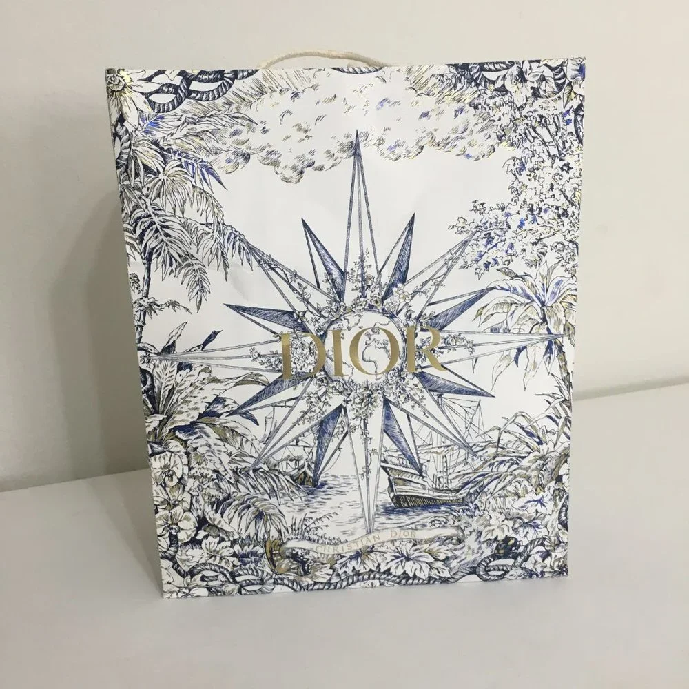 Dior 2022 Holiday Nautical Toile Gift Bag 17x14x6.5